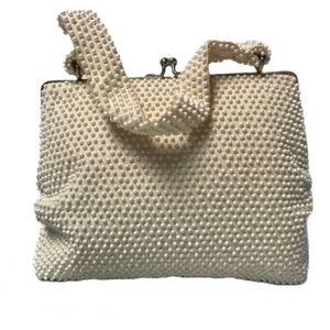 VINTAGE 1960’S LUMURED IVORY CAVIAR BEAD BAG